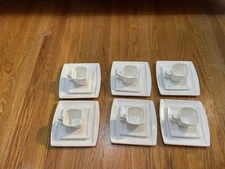 Malacasa 18 Pieces Ivory White Porcelain Dishes Set for 6- Plate, Saucer And Cup