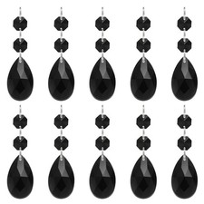 Teardrop Crystal Chandelier, 10 Pack 85mm Length Prisms Part, Black