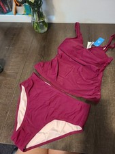 New Cupshe Small Burgundy Tankini Set Swimsuit