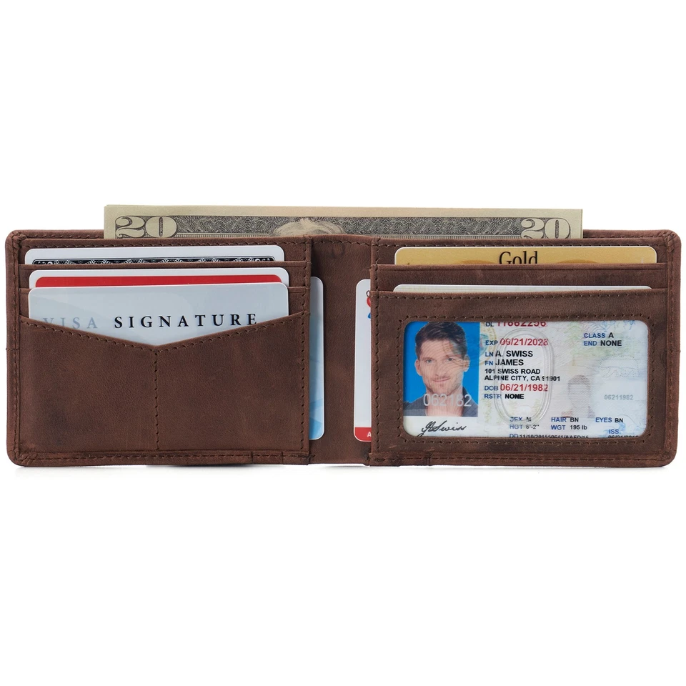 Alpine Swiss Delaney Slim Bifold Wallet | Front Pocket Wallet | 8 Card Slots ID - Image 4 of 4