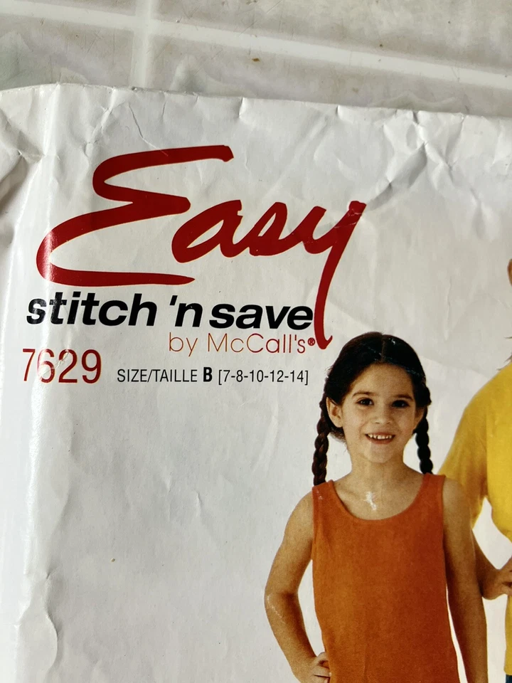 Stitch N Save Easy 7629 Childs Boxers tee shirt Tank 7 8 10 12 14 Pattern Uncut - Image 3 of 4