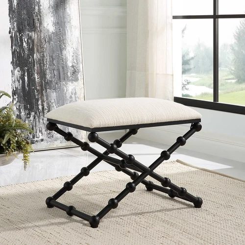 NEW MODERN IRON DROPS METAL VANITY BENCH STOOL UTTERMOST 23782 - Picture 1 of 7