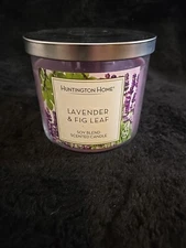 Huntington Home - Lavender Fig Leaf Scented 14 OZ 3-Wick Soy Candle New Ship