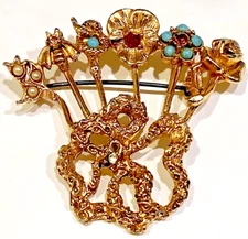 VICTORIAN REVIVAL Brooch Vintage Multi (6) Stick Pin Unsigned GOLDETTE