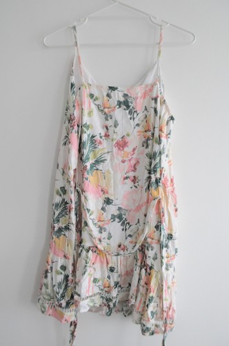 Dotti Dress Womens 16 White Green Pink Floral Slip Sleeveless BNWT belted - Picture 11 of 14