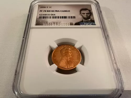 2006-S LINCOLN CENT NGC PF70 RD U.C. PORTRAIT LABEL "TOP POP NGC VALUE $90"