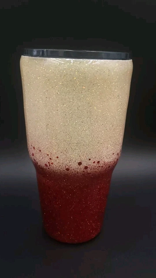 Taza vaso roja, ladrillo/crema brillo epoxi hecha a mano por Ashleefay 30 oz #TA2 Foto 4 de 4