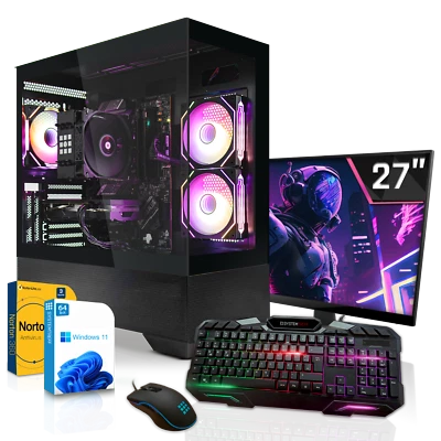 SYSTEMTREFF Gaming PC Set•Ryzen 7 5800XT•Nvidia 5060 Ti 8GB•32GB DDR4•1TB NVMe•27 Zoll TFT