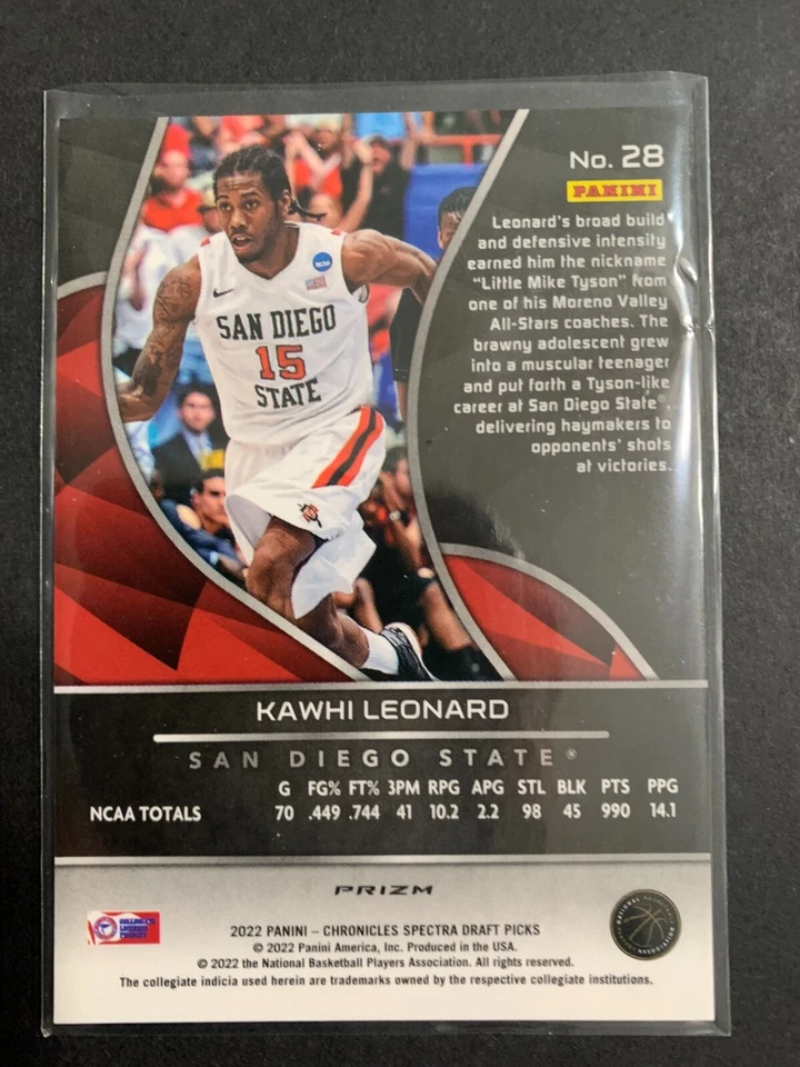 2022-23 Panini Chronicles Draft #28 KAWHI LEONARD Spectra SILVER Prizm - Image 2 of 2