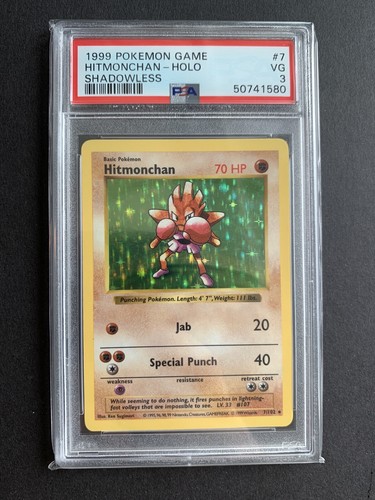 Hitmonchan (Shadowless) graded PSA 3 for sale on eBay