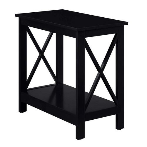 Convenience Concepts End Table 23.75" H X 12" W, Rectangle Wood Black W/ Shelf - Picture 2 of 4