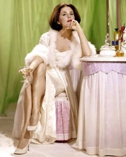 Marianna Hill 1960's glamour pose in lingerie seated 8x10 inch photo