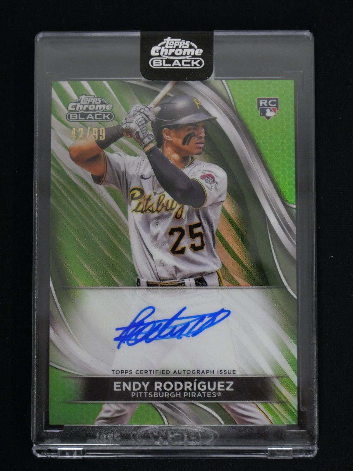 ENDY RODRIGUEZ 2024 TOPPS CHROME BLACK BASEBALL GREEN RC AUTO /99 PITTSBURGH