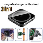 3 in 1 wireless magsafe charger foldable holder dock new qi pad apple iphone 15