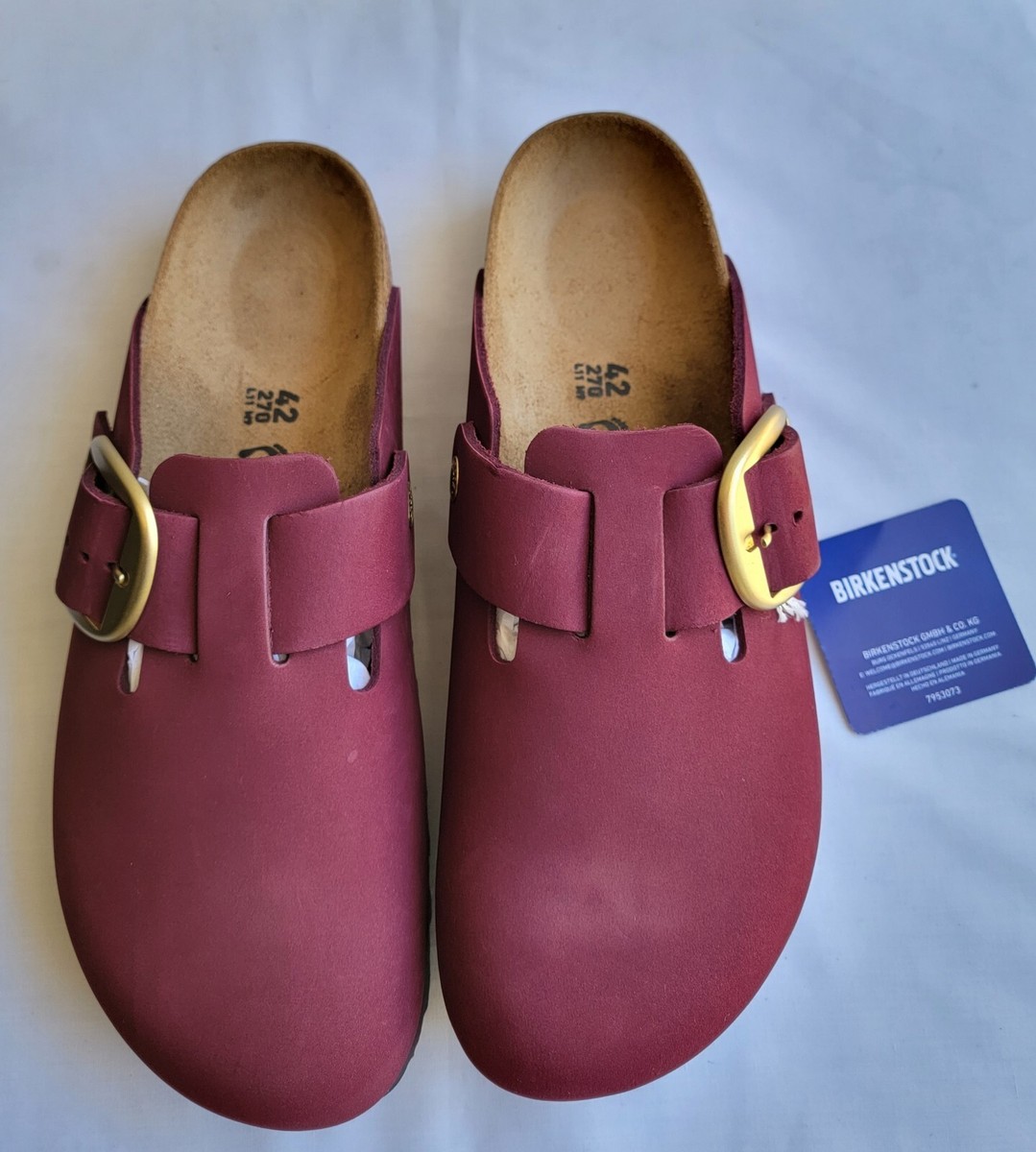 Birkenstock Boston Big Buckle Nubuck Color Maroon Narrow | eBay