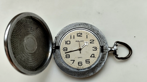 Watch Pocket Vintage Ussr Poljot Soviet Russian Rare Made Russia Quartz - Picture 5 of 14