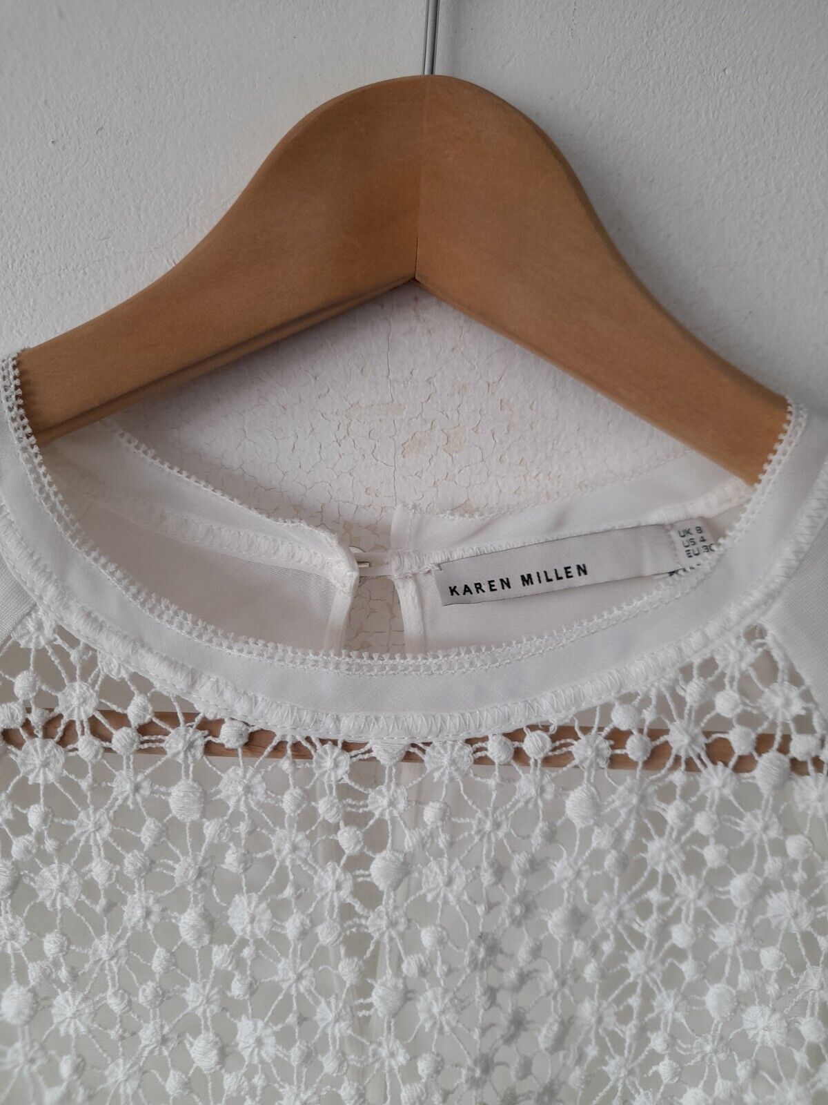 Karen Millen Ivory Crochet Top Size 8 Uk Lace Str… - image 3