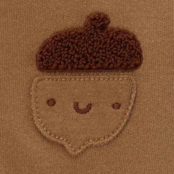 Carter's 棕色/象牙白婴儿男女通用橡子运动衫和秋裤套装,美国 9 个月 — 第 2/2 张图片