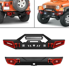 Front /Rear Bumper With D-rings For 1987-2006 Jeep Wrangler TJ YJ LJ 2/4 Doors