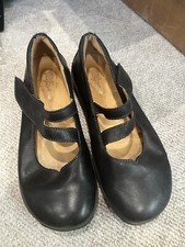Portofino Black Mary Jane Leather Flat Shoes Wide Docs Orthopedic Removable Sole