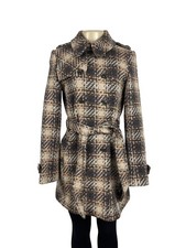 Plaid Pea Coat Beige Coats, Jackets Vests for Women for sale