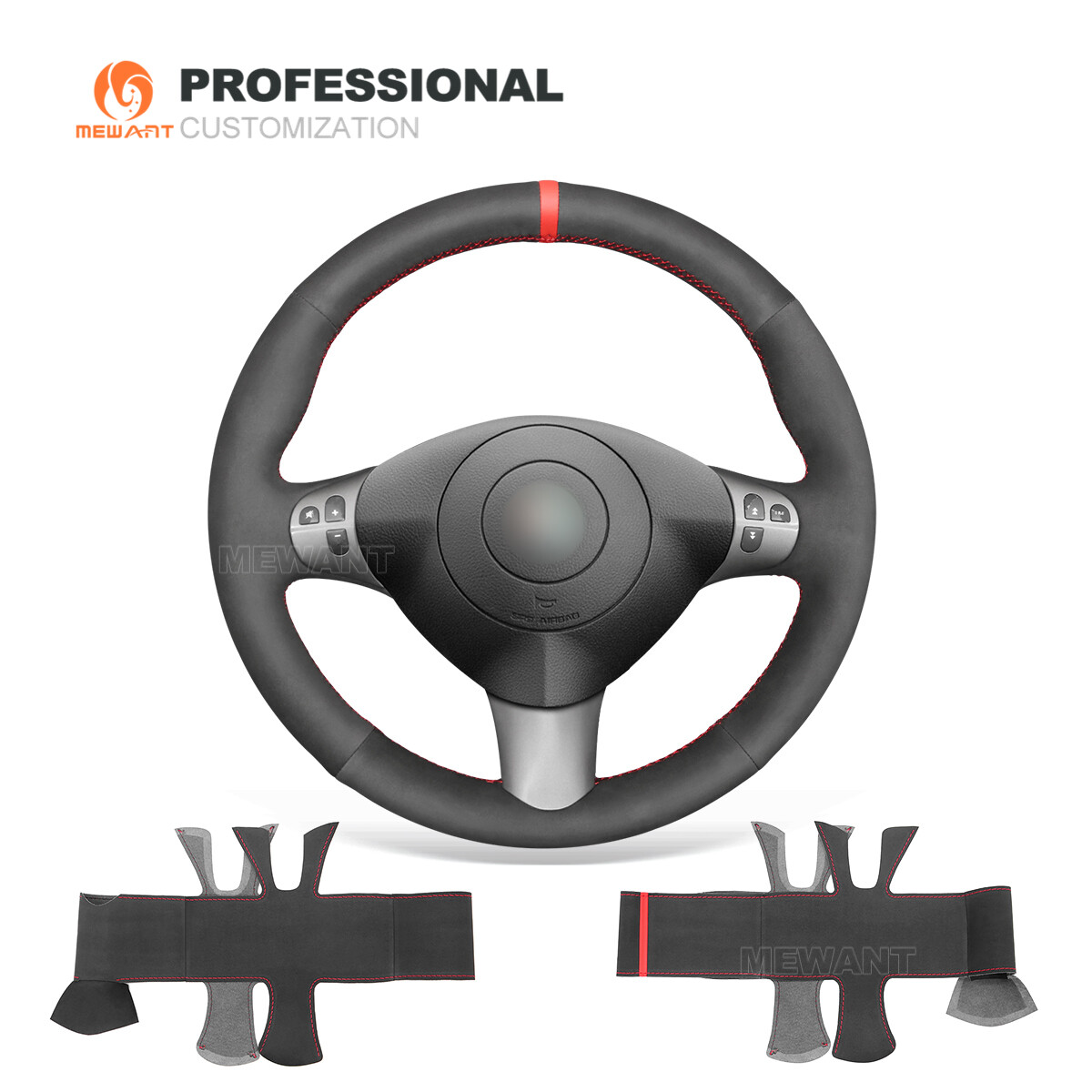 Custom Suede Steering Wheel Cover for Alfa Romeo 147 GT 2000-2010 Non-Slip Wrap