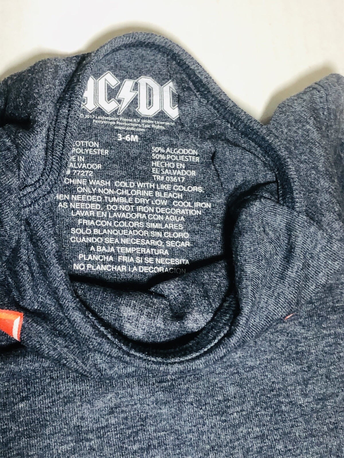 AC/DC Baby One Piece Unisex Gray With Red Letters 3-6 Months Used Very ...