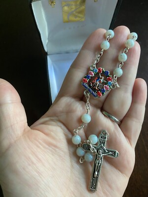 St Michael Rosary Capri Collection Hand Painted 6mm Glass Beads Rosario Miguel