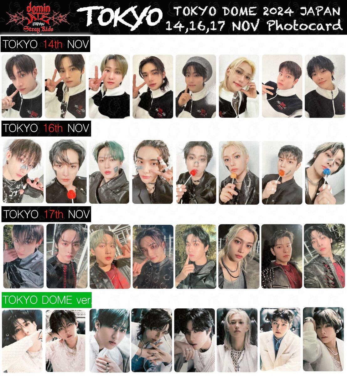 Stray Kids Tour dominATE JAPAN TOKYO Date limited photocard Stray Kids Tour dominATE JAPAN TOKYO Date limited photocard