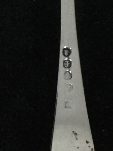 Antik massives Silber altes englisches Muster Dessertgabel - Bild 3 von 4