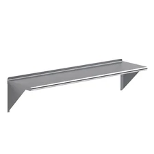 16" x 60" Metal Shelf | NSF Stainless Steel Wall Mount Floating Shelving 