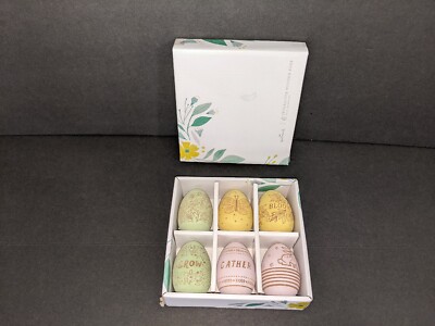 Hallmark Wooden Easter Eggs. Pastel Colors. Box Of 6.