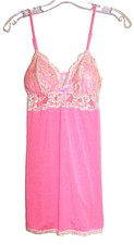 Victorias Secret Lace Trimmed Slip Chemise Silver Metallic Pink Size Medium