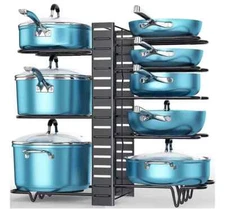 NEW Pots & Pans Rack under Cabinet, 8-Tier Pots and Pans Organizer, Pots & Lids