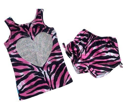 Hope Jeans girls 2pc pink blue zebra print glitter heart tank and shorts set 8