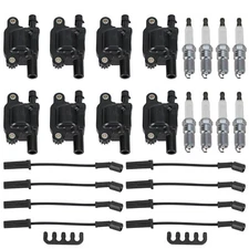 🔥 8PCS Square Ignition Coil+Spark Plug+Wires Fit For Silverado 1500 Tahoe GMC