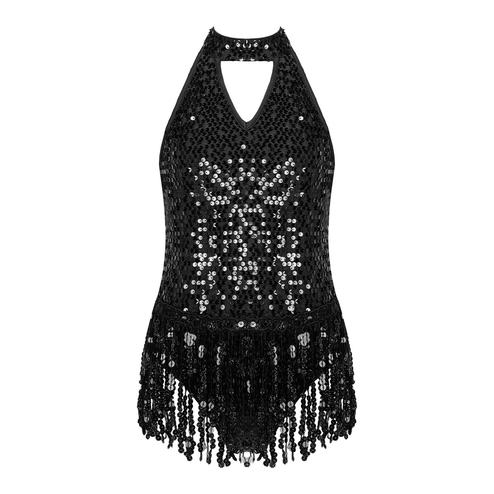 Girls Latin Dance Dress Sequin Ballet Leotard Kids Tassel Jazz