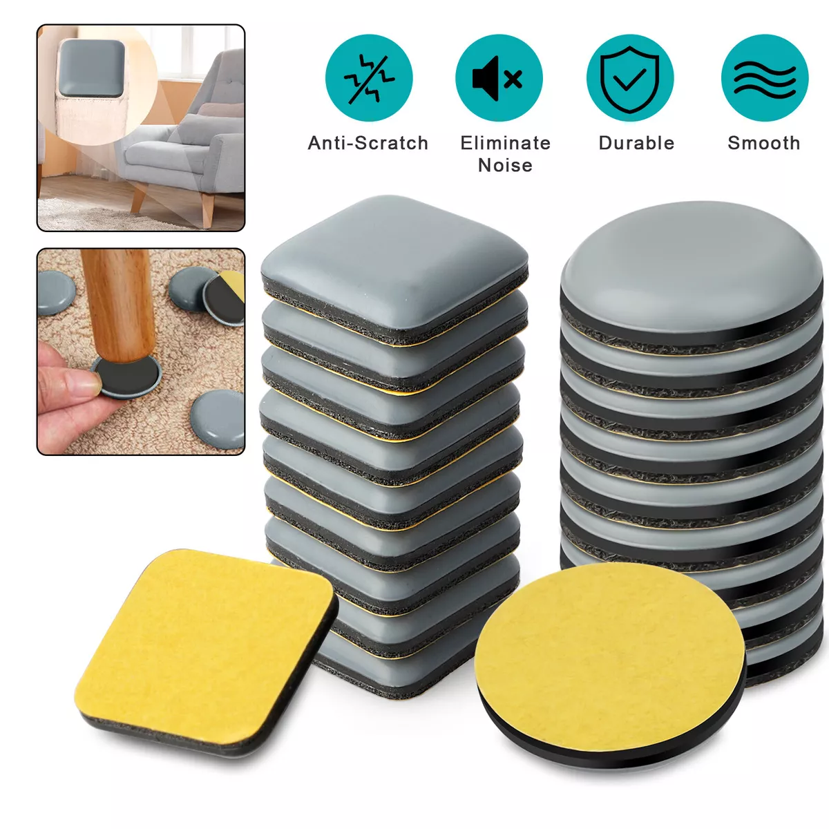 40/20Pcs Chair Leg Feet Pads Glides Sliders Furniture Table Floor