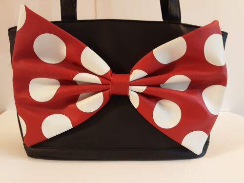 Disney Minnie Mouse Beuteltasche Tasche Handtasche schwarz groß rot gepunktet Schleife signiert von Minnie - Bild 3 von 9
