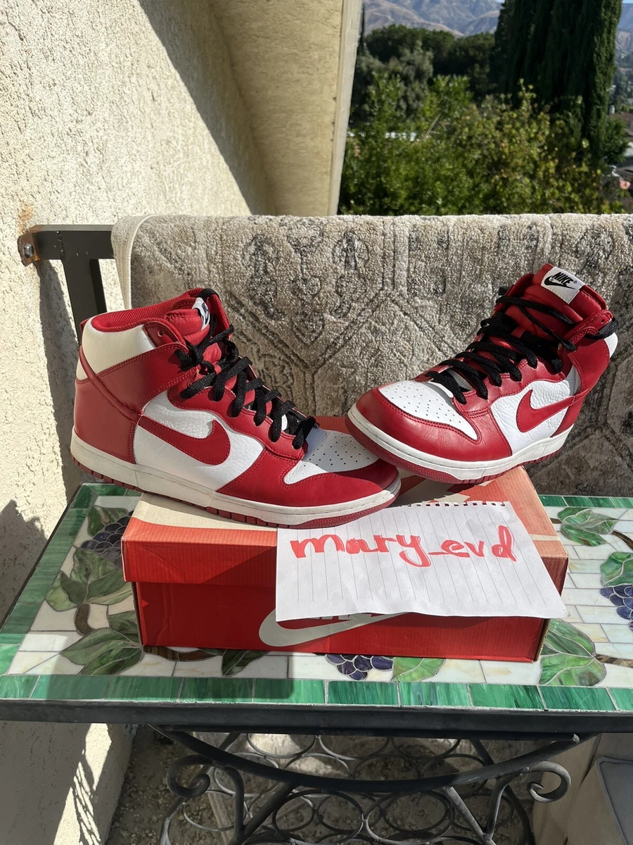 Nike Dunk High White Varsity Red 2009- 317982-162 Size 12 With Box Vintage