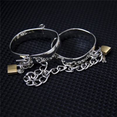 Newest Bondage Metal Steel Handcuffs Locking Shackles Wrist for Adult Restraint