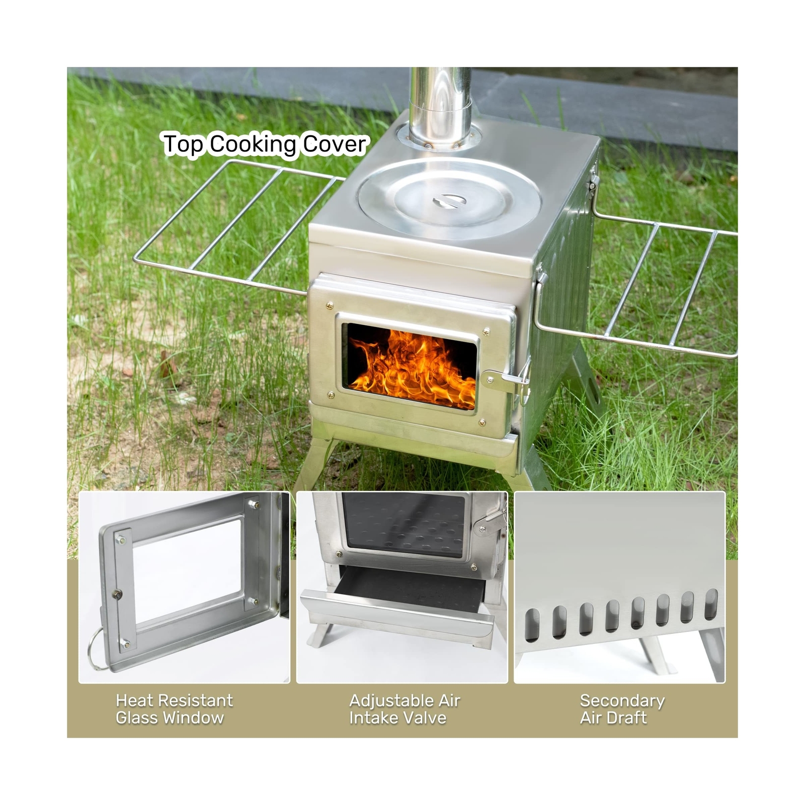 Fltom Camping Wood Stove, Portable Hot Tent Stove with Sectional Chimney Pipe... eBay