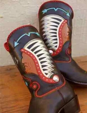 Men's Bespoke Cowboy Chocolate Brown Broken Arrow Western Dress Handmade Boots