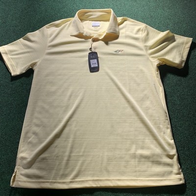 Greg Norman Play Dry Golf Polo Men's Shirt LARGE Yellow Short Sleeve Dad Gift