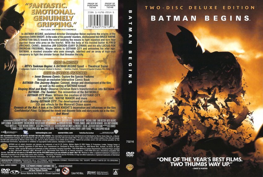 BATMAN BEGINS 2-DISC DVD DELUXE AUTHORIZED LICENSED EDITION BRAND