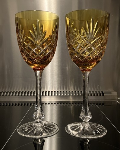 FABERGE ODESSA GOLDEN YELLOW CRYSTAL GLASSES H: 8 7/8" Set of 2 - Picture 18 of 18