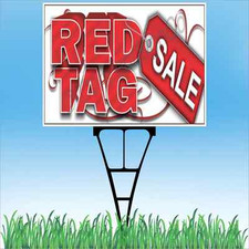 18"x24" RED TAG SALE Outdoor Yard Sign  Stake Sidewalk Lawn Sales Clearance