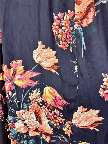 Umgee USA Short Dress Plus SZ 2XL Navy Floral Boho Bell Sleeve Flowy Lined - Picture 7 of 13