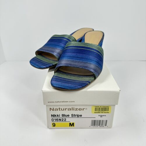 Women's SZ 9M Slide Blue Stripe Wedge NEW NATURALIZER - Picture 5 of 9