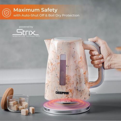 1.7L Cordless Electric Kettle Premium Rapid Boil Jug Kettle Orange 2200W Textur - Picture 3 of 8